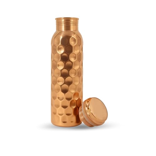 Image of Metallix Copper Water Bottle 1 Ltr | Copper Bottle for Men & Women | 100% Pure Copper | BPA Free & Leak Proof | Easy to Carry | Suitable for Yoga, School & Office (Daimond Hammered)