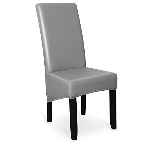 Lygooh Waterproof Pu Leather Xl Chair Covers For Dining Chair Stretch High Back Large Chair Covers Washable Removable Seat Covers Chair Protector Slipcover For Dining Kitchen Grey #TOP5