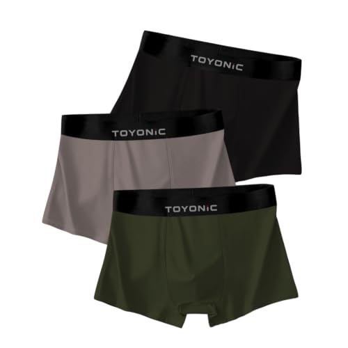 Image of Men's Extra Thin Ice Silk Boxer Briefs (Pack of 3) | Long Leg Elastic Underwear | Breathable & Lightweight Smooth Fabric Trunks