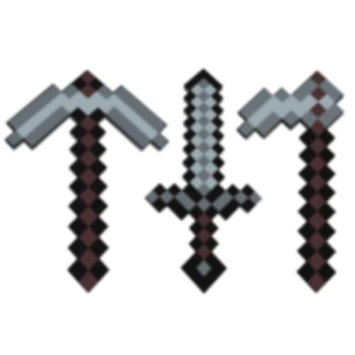Foam Pickaxe and Sword Hoe for Game Toys 3PCS Sword Toy Role-Play Accessory Halloween for Video Game Fans Grey