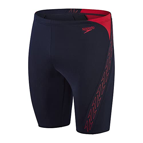 Speedo Herren Hyper Boom Splice II Badehose, Marineblau/Fed Rot, 6