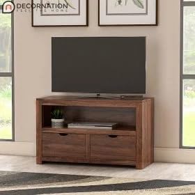 Image of DecorNation Elegant Dark Brown TV Table with 2 Drawers and Storage(42 inchx14 inchx29 inch,Dark Brown)
