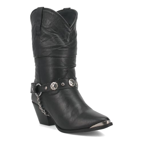 Ladies' Dingo® Pigskin Slouch Harness Boot, BLACK, 9 - Thumbnail 3