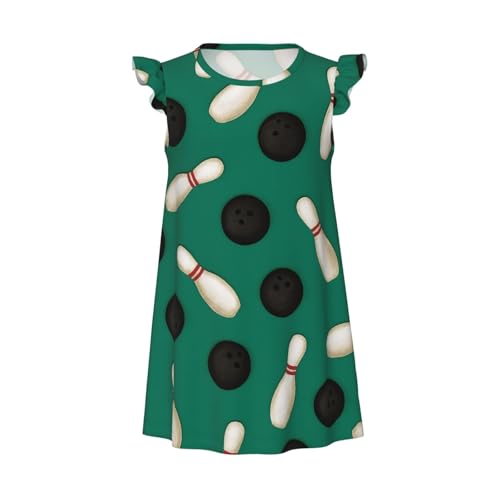 Augenstern Flutter Sleeve Nightgown Pajama Gown Bowling Theme Easy Pull-On Sleepwear Nightdress