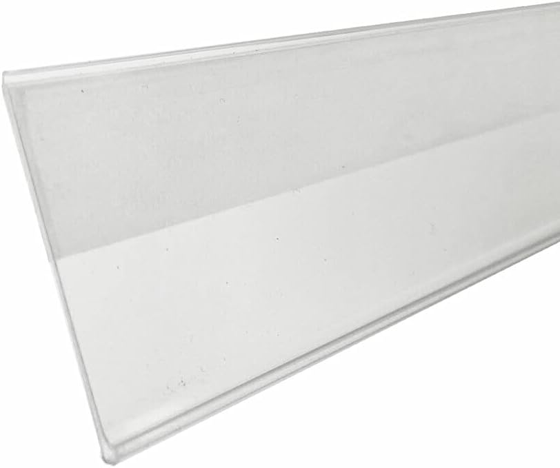 Shelf Label Strips, 100 Pack 1.5” Self Adhesive Shelf Label Holder Price Tag Strips for Metal Wood or Plastic Gondola Shelf with Flat Front, Clear ...