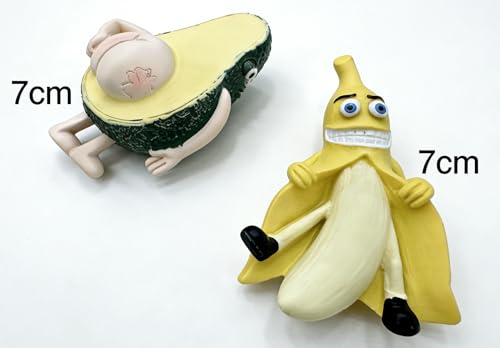 Set de 2 imanes decorativos de resina 3D aguacate y banana miniatura 4