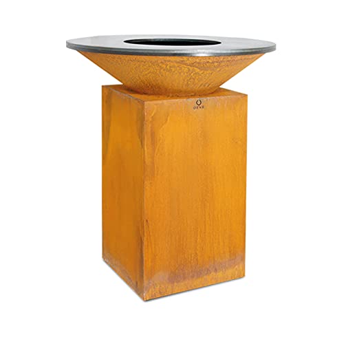 OFYR Barbacoa de acero Corten de jardín al aire libre, modelo Classic CORTEN 85, funciona con madera
