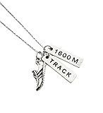 Pewter RUN TRACK 1600M Necklace - Pewter Running Shoe Charm, Pewter TRACK Pendant and Pewter 1600M...