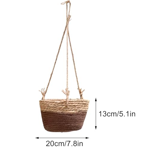 Panier suspendu en jonc de mer lot de 2 pots tressés café