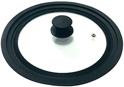 Universal Skillet Lid for Pots and Pans-Tempered Glass & Food Grade Silicone Rim Multi-Sized Lids 9.5"10"and 11" Diameter Cookware with Frying Pan Cover and Dishwasher-Safe Black