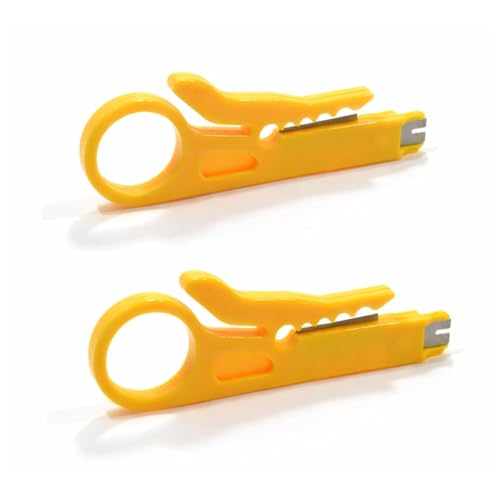 EL MOCHUELITO Herramienta Pelacables Krone LSA, Pack 2 Unidades, Compatible con RJ45 CAT5 CAT6 CAT7, Color Amarillo, ABS