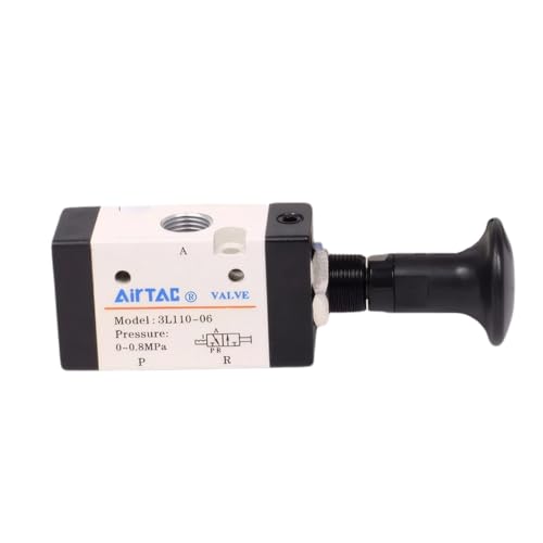 Push-Pull Valve AirTAC 3L110-06 1/8" NPT 3/2 Way Hand Lever 2 Position 3 Way Pneumatic Air Manual Control Direct Acting Type 0-145 PSI by Airvexalon - Used condition - US$17.23