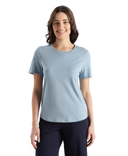 Image of Jockey AW88 Women Super Combed Cotton Rich Relaxed Fit Solid Curved Hem Styled Half Sleeve T-Shirt