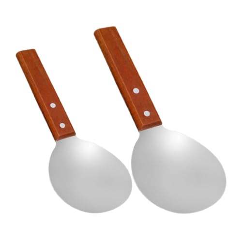 VALICLUD 1 Set Household Soup Spoon and Smooth Kitchen Scoop Wood and Stainless Steel Tofu Spoons with Ergonomic Handle for Serving Rice and Soups
