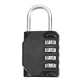 Black 4 Dial Digit Password Lock,Metal Code Resettable Combination Lock Padlock for Travel Accessories