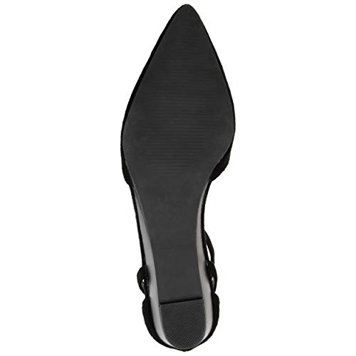 Brinley Co. Womens Pointed Toe Ankle Strap Sliver Wedge Black, 7 Regular US4