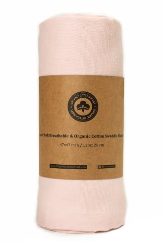Swaddle Blankets for Baby Girls - Pink Muslin Swaddling Blanket - 100% Organic Cotton Baby Girl Muslin Swaddle Blanket - Gauze Swaddling Blankets and Baby Receiving Blanket - 47”x47”