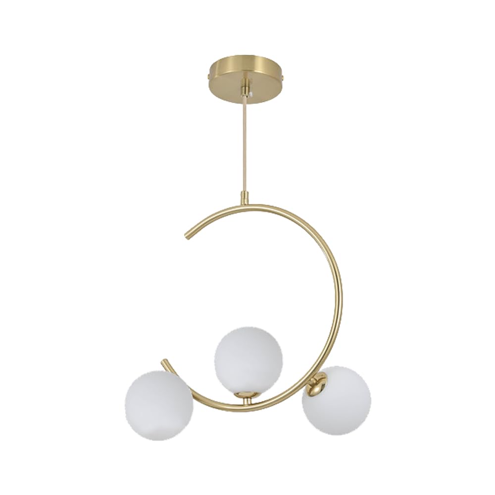 B&Q -  Gold Crescent Shaped Pendant Light With Three Glass Spheres350mm DiameterG9 Base