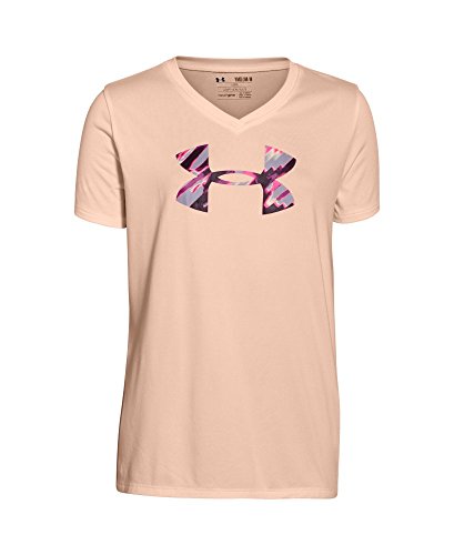 Under Armour Girls' Big Logo Tech Short Sleeve V-Neck