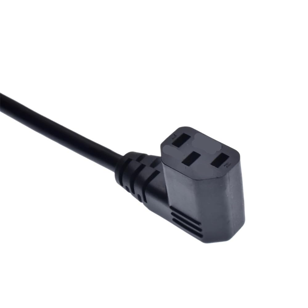 Hongpan Przedłużacz IEC320 C14 do C13, C14 z otworami do śrub kątowych i C13 lewy kąt krótki, długość 30 cm/60 cm