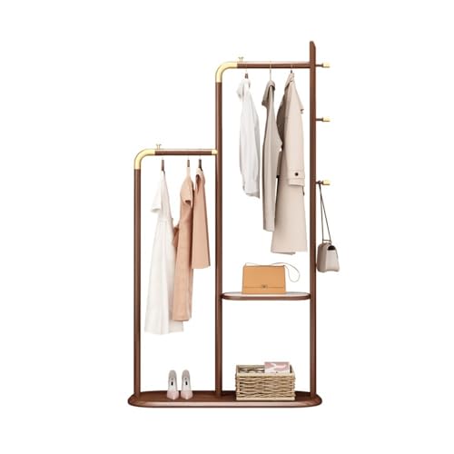 Lijiaxiuyc-101 Perchero Vertical Perchero de Suelo for Dormitorio, Colgador Ligero de Lujo for Sala de Estar, Estante de Ropa de Madera Maciza for el hogar, Multifuncional Perchero de pie