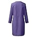 Dark Royal Blue Ladies Casual Button Dresses Long Sleeve Dresses for Women Boat Neck Faux Linen Midi Knee High Loose Fit Thin Basic Fall Summer Dresses 2025 Clothes Fashion L