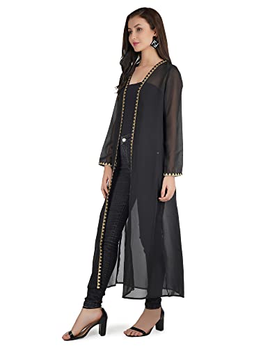 Image of Women's Black Shrug with Golden Border