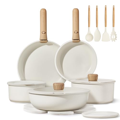 Comparison: Best Pot And Pan Set For Electric Stove 7 CAROTE 19pcs Pots and Pans Non Stick, Cookware Sets Detachable Handle, Induction Kitchen Pots and Pans,NonStick Cooking Set, Oven/Dishwasher/Fridge Safe, Space Saving