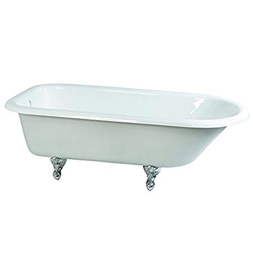 Kingston Brass NHVCTND673123T1 Aqua Eden Clawfoot Tub, 66" Length x 30-1/8" Width x 24" Height, White/Polished Chrome