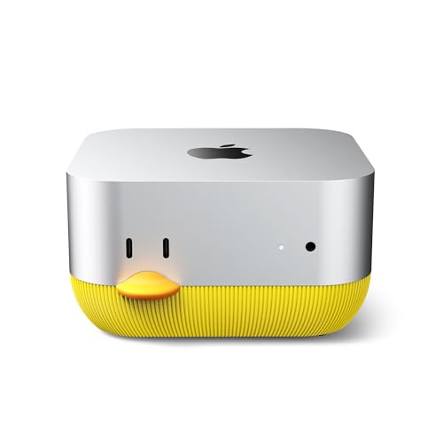 Lonelyfox Mac mini M4 & M4 Pro Stand with Front Power Button Access Anti-Dust Cooling Base Non-Slip Desktop Holder for 2024 Mac mini Replaceable Button Caps (Yellow)