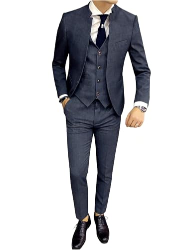 Costume 3 pièces homme haut de gamme slim fit ensemble veste gilet pantalon de fête