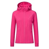 ♡ Kapuze und Daumenlöcher: Das Kapuzendesign der Damen Laufjacke bietet zusätzlichen Sonnenschutz für Ihren Hals; die Kapuze und das Daumenloch-Design bieten Ihnen mehr Schutz, 2 Seitentaschen und 2 tiefe Innentaschen, um Ihre persönlichen Gegenstände sicher zu halten.