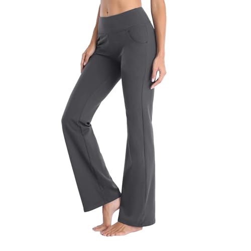 Pantalones de yoga cómodos para mujer elásticos con bolsillos funcionales talle alto
