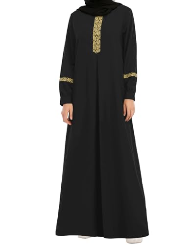 WSPLYSPJY Womens Muslim Abaya Dress Zipper Islamic Robe Pockets Maxi Prayer Clothes with Hijabs