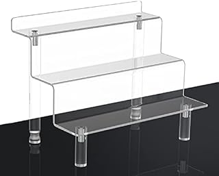 WINKINE Acrylic Riser Display Shelf 3-Tier Tabletop stand for Amiibo Funko POP Figures Spice Rack Cupcake Stand Tabletop Acrylic Display Riser for Decoration & Organizer(1 piece small)