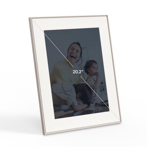 Image of Aura 15 inch HD WiFi Digital Picture Frame - Free Unlimited Cloud Storage - Send Photos from Phone - No Subscription - Auto On /Off - Gift for Parents & Grandparents (Cool White Mat, 15 inch)