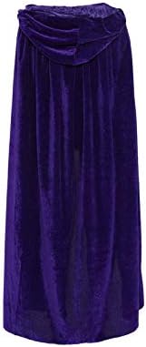 ECITY Unisex adult Costume Velvet Hooded Cloak Role Play Halloween Xmas Party Cape (Small (43.2 inch=110), Purple)