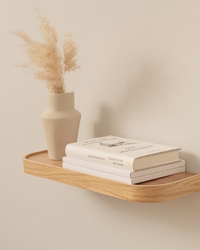 Kazai.® Wandregal-Set ’Toke’ | 2 Hängeregale in Echtholz-Veneer | Schwebendes Holzregal als Wanddeko und Ablage für Bad, Wohnzimmer, Küche, Schlafzimmer und mehr | Eiche