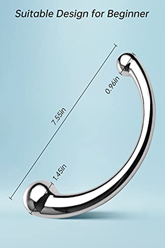 Double-Ended Dildo G-Spot Massage Anal Plug Stimulate Wand Fetish Dildo Solid Metal Curved Dual Ended Masturbation Sex Toy For Couple Romi #TOP2