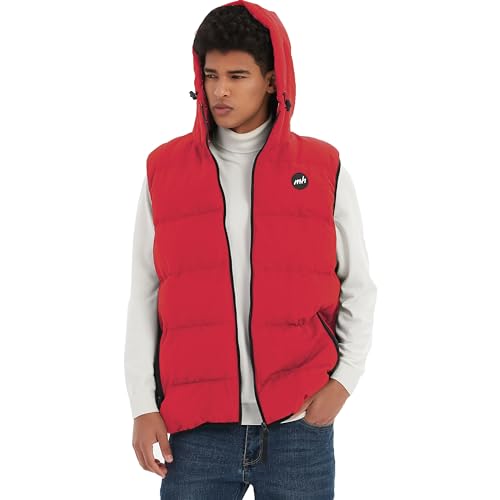 Image of MADHERO Men's Puffer Vest with Hood Water-Resistant Puffy Vests Outerwear Sleeveless Jacket