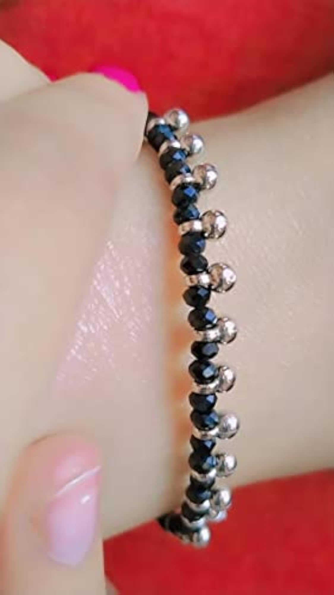 Women's Silver Hanging Beads Chain Anklet, Good Luck Charm