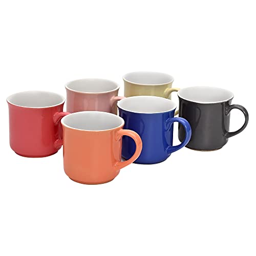 Mimo Style Mini Canecas White Para Café Com 6 Peças Multicolor, Suas Cores São Vivas e Alegres, Material de Cerâmica Com o Melhor Isolamento Térmico, Durabilidade Que Torna o Produto Sustentável