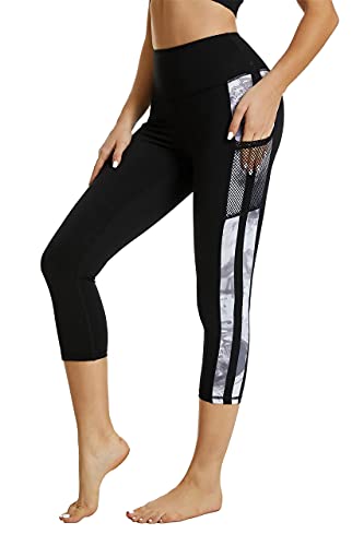 Flatik Leggings de sport pour femmes 3/4 Pantalon de sport, Pantalon de course opaque, Pantalon de yoga Pantalon de fitness, M