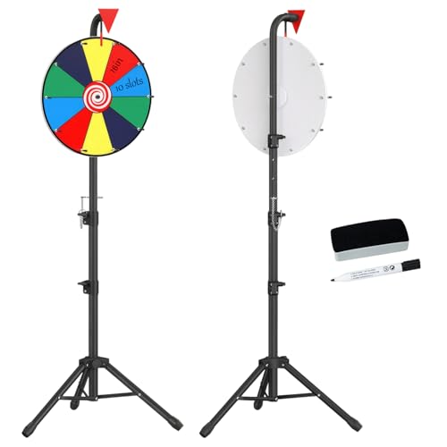 Zertylre 16 inch Spinning Prize Wheel with 10 Color Slots Adjustable Tabletop and Floor Stand Fortune Wheel Spinner for Prizes Carnival Trade Show Party