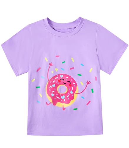 Image of Toddler Girls Clothes T-Shirt Short Sleeve Graphic Tee Cartoon Dinosaur 2-6T Girl Shirt Summer