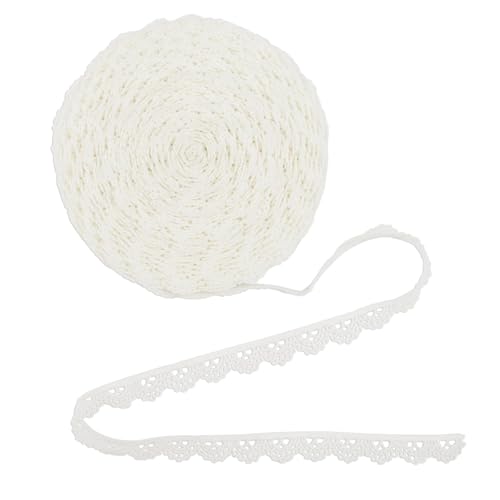 White Lace Ribbon, 1/2” x 10 Yards Crochet Lace for Sewing, Vintage Scalloped Edge Trim Laces Fabric for Craft, Gift Wrapping, DIY Sewing Making, Bridal Wedding Decoration, Scrapbooking Supplies