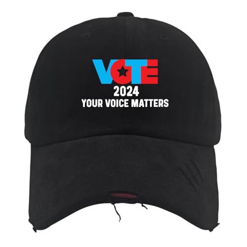 Vote 2024 Your Voice Matters Hats Mens Cap AllBlack Womens Trucker Hat Gifts for Dad Sun Cap