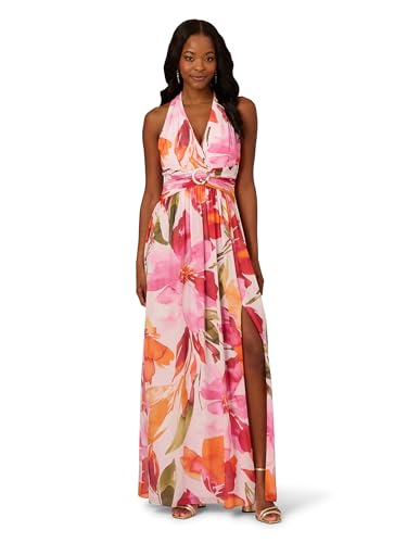 Adrianna Papell Women's Floral Chiffon Ring Gown
