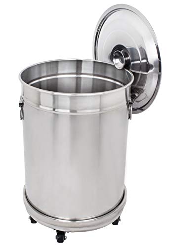 Beeketal 'BGA-1' Gastro XXL Mülleimer 56l aus Edelstahl, Küchen Abfalleimer Tonne auf separatem Untergestell mit lenkbaren Rollen, inkl. Deckel - Neu mit extra starken seitlichen Tragegriffen
