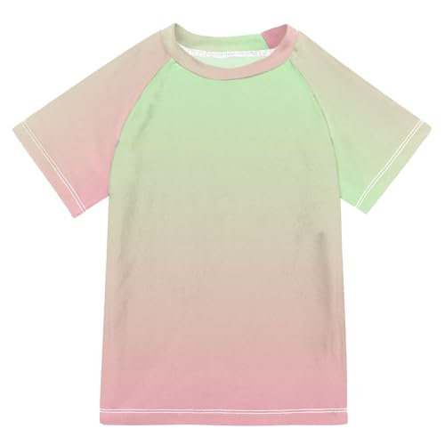 KLL Boy Bathing Suit Short Sleeve Rash Guard Swimsuit 5T Green Gradient